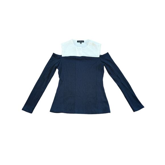 Tosia ribbed cold shoulder color block long sleeve shirt womens medium classic - Picture 1 of 8